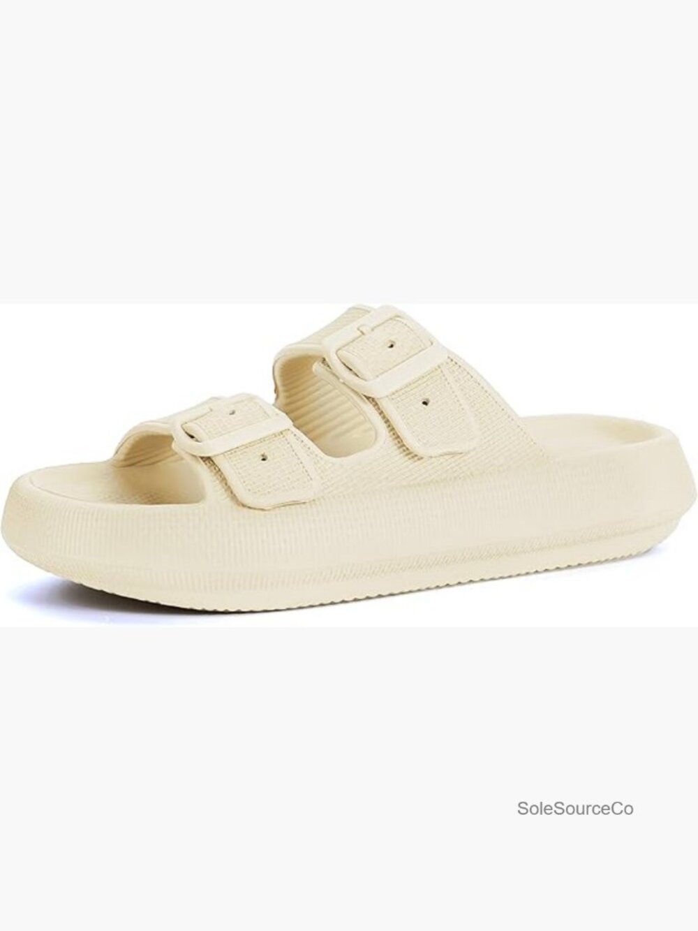 Adjustable Double Buckle Pillow Slides Cushioned Thick Sole Sandals